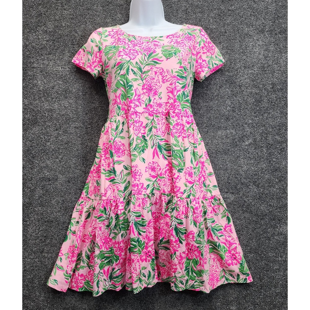 NWT Lilly Pulitzer Geanna Floral Tiered Mini Dress Womens XS Cotton Preppy
